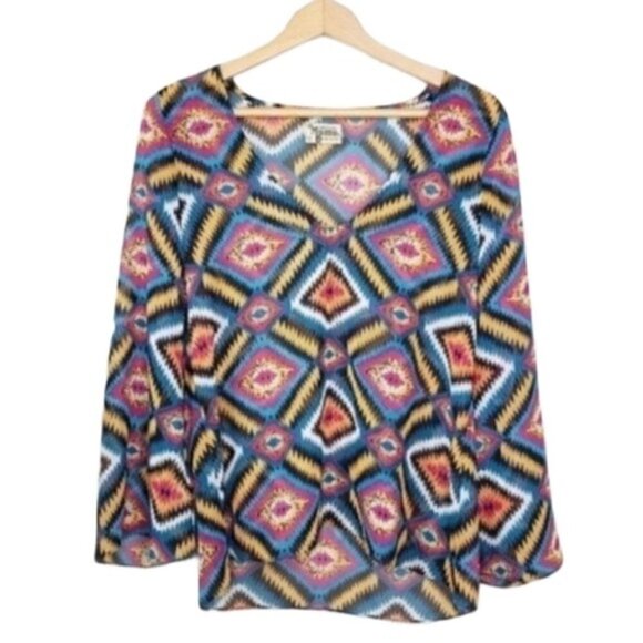 Show Me Your MuMu | Aztec Print Semi-Sheer Blouse - Picture 1 of 7